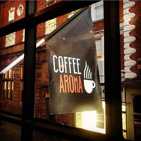 Coffee Aroma shop front flag Lincoln